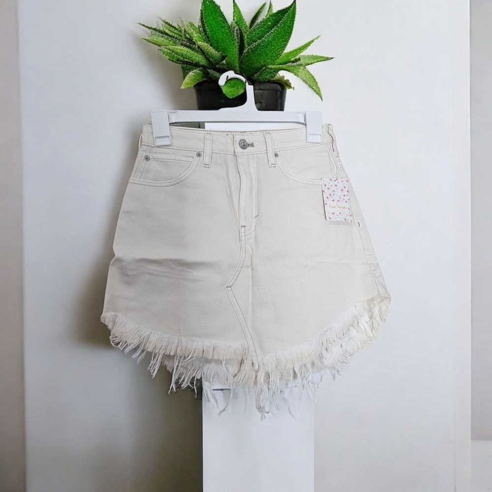 Free People Coconut Mini Skirt with Frayed Hem